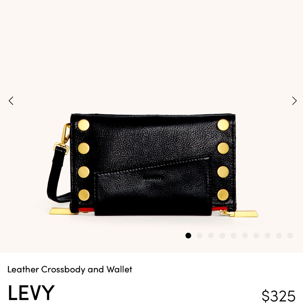 Hammitt Levy Black Leather with Red Zipper- Brushed Gold Hardware-NWOT